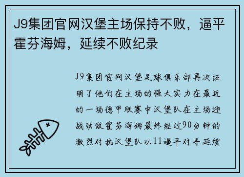 J9集团官网汉堡主场保持不败，逼平霍芬海姆，延续不败纪录